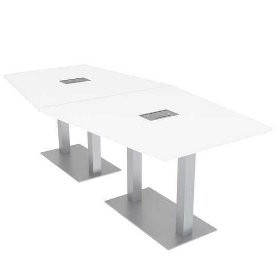8 Person Hexagon Conference Table With Metal Bases Electrical Modules
