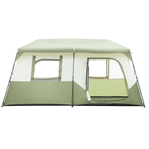 8-Person Instant Cabin Tent, Waterproof & Breathable Family Camping Tent with Rainfly, Storage Pockets, Army Green