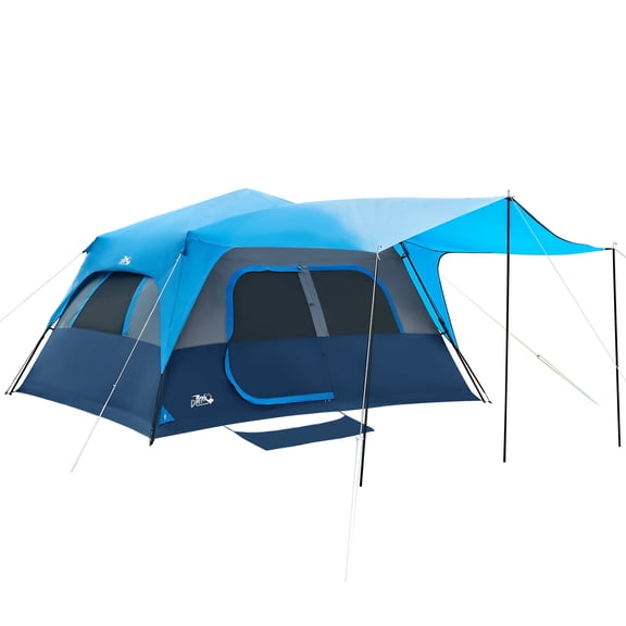 8 Person Instant Cabin Tent Waterproof Family Tents for Outdoor Camping Upgraded Ventilation Setup in 60 Second Setup Blue