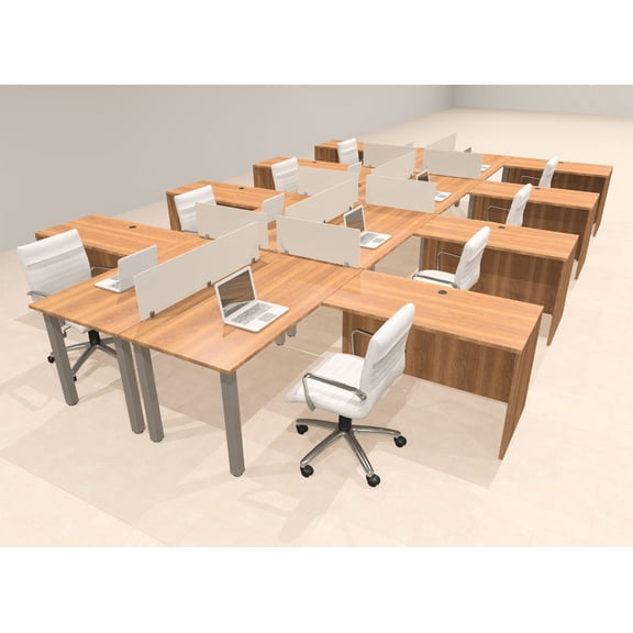 8 Person Modern Metal Leg Office Workstation Desk Set, #OT-SUL-FPM106