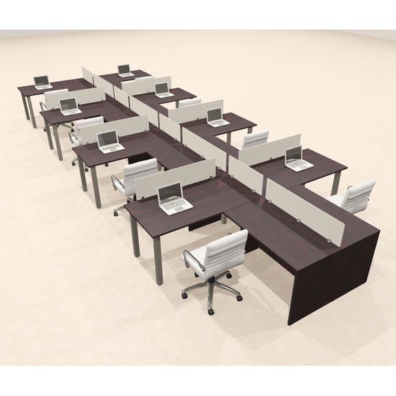 8 Person Modern Metal Leg Office Workstation Desk Set, #OT-SUL-SPM118