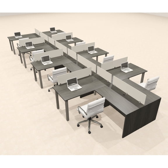 8 Person Modern Metal Leg Office Workstation Desk Set, #OT-SUL-SPM120