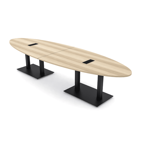 8 Person Modular Oval Conference Table Metal Bases 10Ft Power And Data