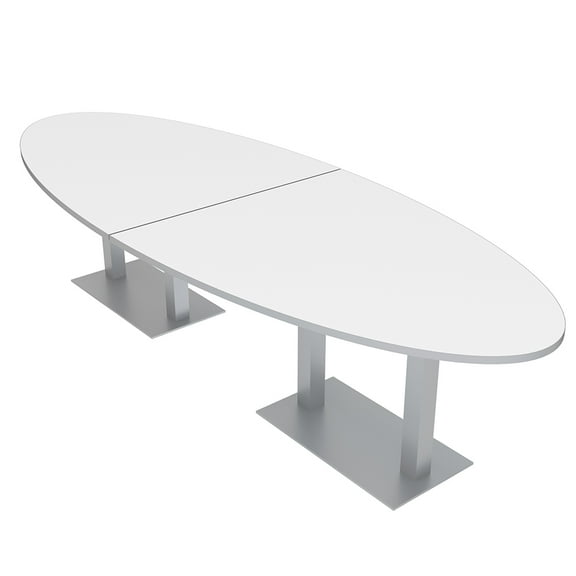 8 Person Modular Oval Conference Table Metal Bases 10Ft Power And Data