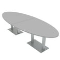 thumbnail image 1 of 8 Person Modular Oval Conference Table Metal Bases 10Ft Power And Data, 1 of 6