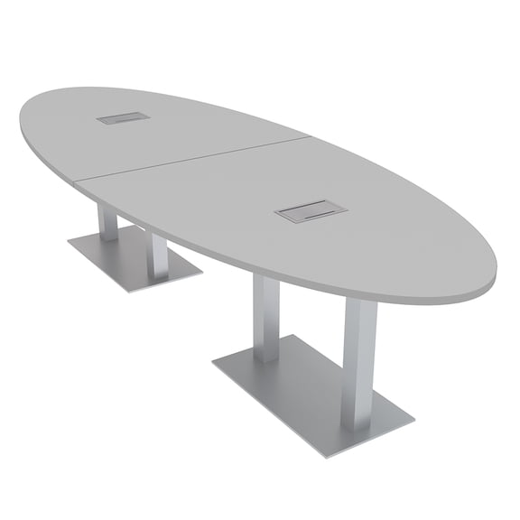 8 Person Modular Oval Conference Table Metal Bases 10Ft Power And Data