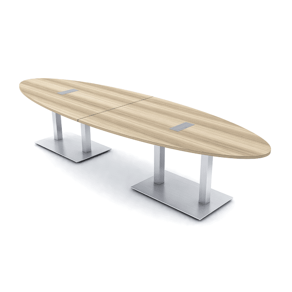 8 Person Modular Oval Conference Table Metal Bases 10Ft Power And Data