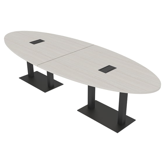8 Person Modular Oval Conference Table Metal Bases 10Ft Power And Data
