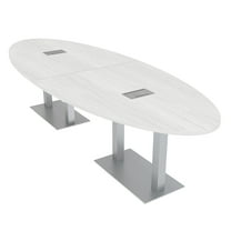 8 Person Modular Oval Conference Table Metal Bases 10Ft Power And Data