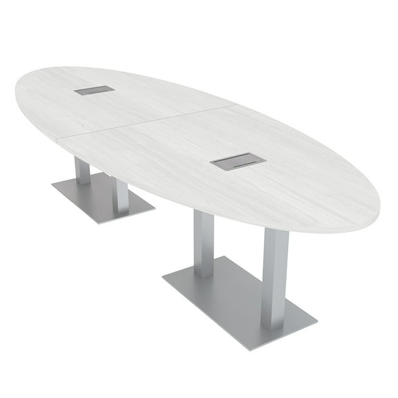8 Person Modular Oval Conference Table Metal Bases 10Ft Power And Data