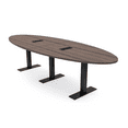 thumbnail image 1 of 8 Person Modular Oval Conference Table Metal T-Bases Power And Data, 1 of 7