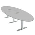 thumbnail image 1 of 8 Person Modular Oval Conference Table Metal T-Bases Power And Data, 1 of 7