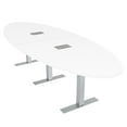 thumbnail image 1 of 8 Person Modular Oval Conference Table Metal T-Bases Power And Data, 1 of 7