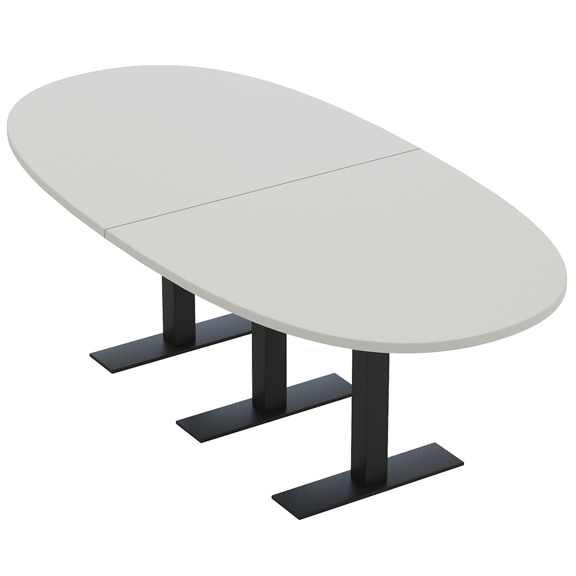 8 Person Oval Conference Table Metal T Bases Harmony Series w/Electric