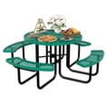 thumbnail image 1 of Bstjewey 46" Weatherproof Round Steel Picnic Table with 4 Bench,Green, 1 of 9