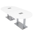 thumbnail image 1 of 8 Person Racetrack Conference Table Metal Bases Electrical Modules, 1 of 7