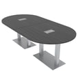 thumbnail image 1 of 8 Person Racetrack Conference Table Metal Bases Electrical Modules, 1 of 7