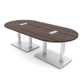 thumbnail image 1 of 8 Person Racetrack Conference Table Metal Bases Electrical Modules, 1 of 7