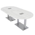thumbnail image 1 of 8 Person Racetrack Conference Table Metal Bases Electrical Modules, 1 of 7
