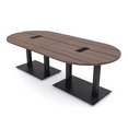 thumbnail image 1 of 8 Person Racetrack Conference Table Metal Bases Electrical Modules, 1 of 7