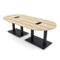 thumbnail image 1 of 8 Person Racetrack Conference Table Metal Bases Electrical Modules, 1 of 7
