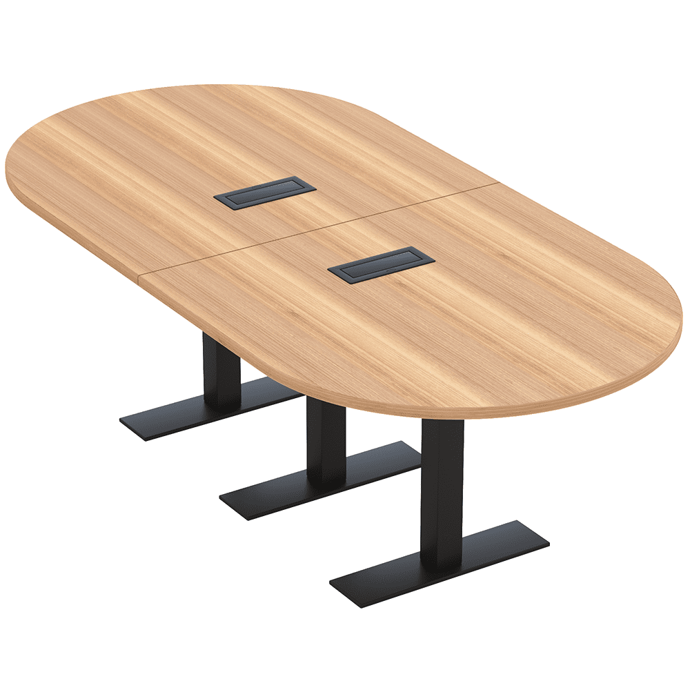 Hon Racetrack Table 8 Person Racetrack Conference Table With Metal T Bases Electric Units ...