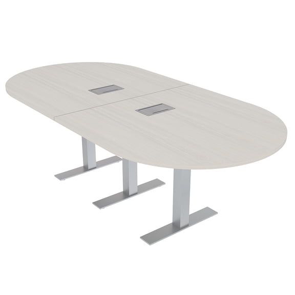 8 Person Racetrack Conference Table With Metal T Bases Electric Units
