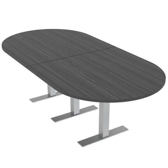 8 Person Racetrack Conference Table With Metal T Bases Electric Units