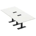 thumbnail image 1 of 8 Person Rectangular Conference Table Metal T Bases Electrical Modules, 1 of 8