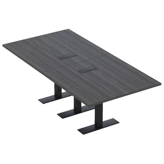 8 Person Rectangular Conference Table Metal T Bases Electrical Modules