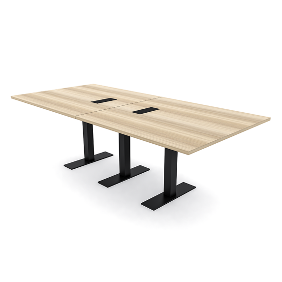 8 Person Rectangular Conference Table Metal T Bases Electrical Modules