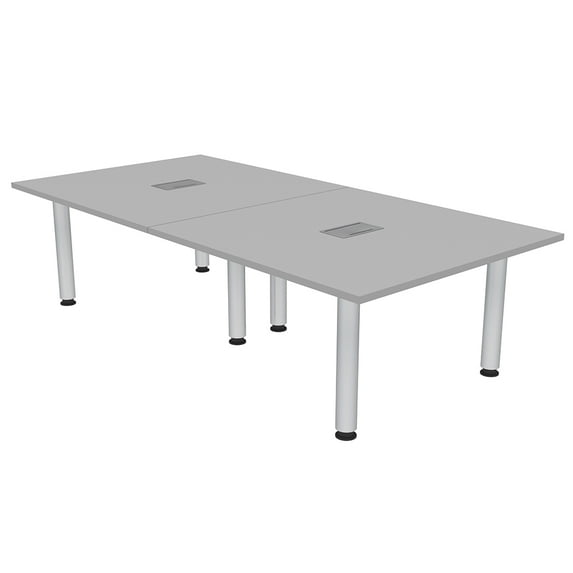 8 Person Rectangular Conference Table Silver Post Legs Power And Data