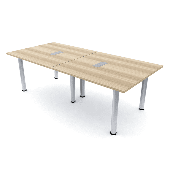 8 Person Rectangular Conference Table Silver Post Legs Power And Data