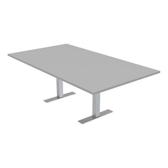 8 Person Rectangular Conference Table T-Legs Harmony Series 7 Foot Light Gray