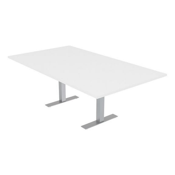 8 Person Rectangular Conference Table T-Legs Harmony Series 7 Foot  White