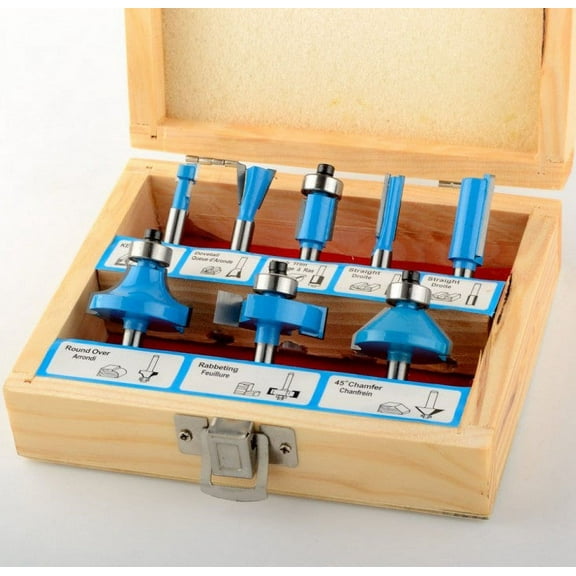 8 Piece 1/4" Shank Carbide Tip Cutter Tipped Wood Router Bit Set Kit