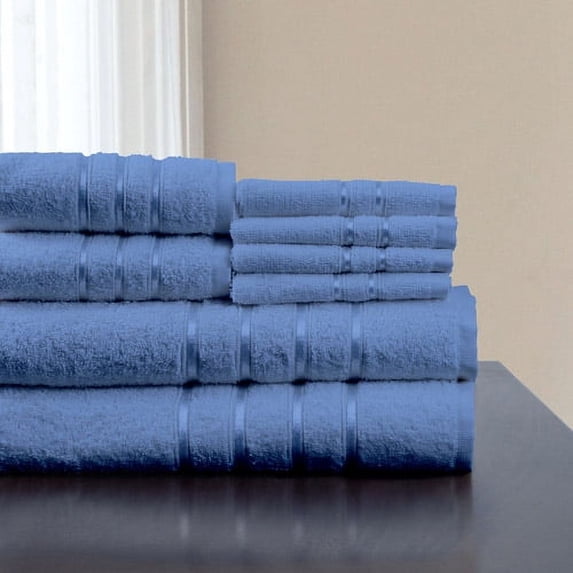 8-Piece 100% Cotton Plush Bath Towel Set by Somerset Home (BLue)