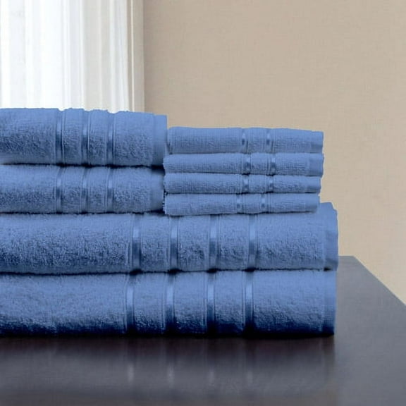 8-Piece 100% Cotton Plush Bath Towel Set by Somerset Home (BLue)