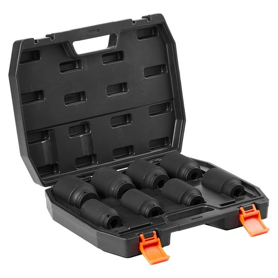 8-Piece 3/4" Drive Axle Nut Impact Socket Set, SAE Deep Well Spindle Sockets - 6-Point