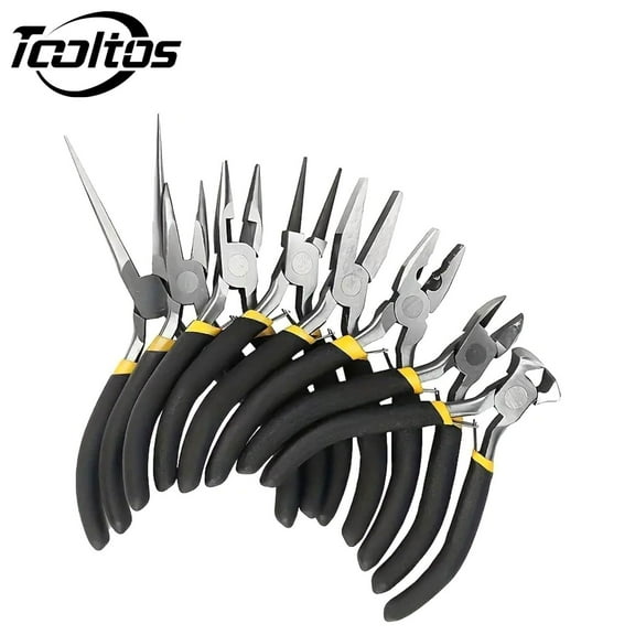 8-Piece 4.5-Inch Mini Pliers Set Includes Long Nose, Diagonal, End Cutting, Bent, Combination, Flat, Needle & Round Nose Pliers for Jewelry Making, Beading, Crafting & DIY Projects