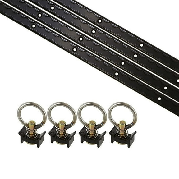 8 Piece 4' L Track Tie Down System- Black