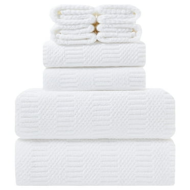 8 Piece 700GSM Microfiber Towel Set White 2 Oversized Bath Towels 2 Towels & 4 Washcloths