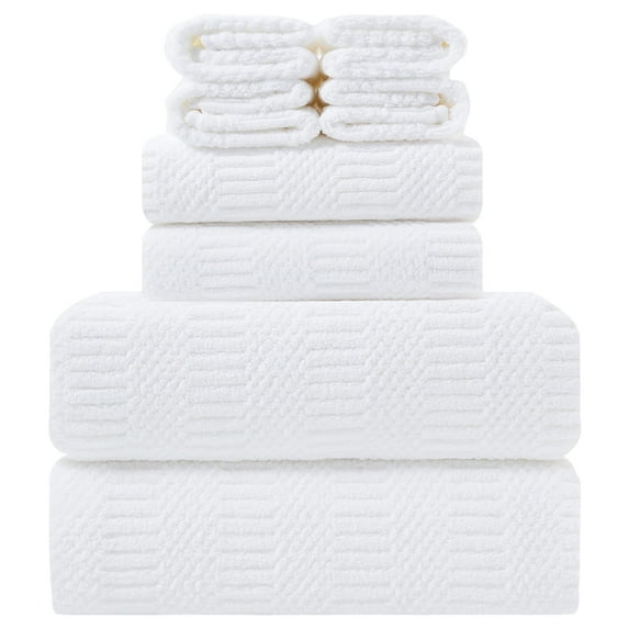 Beartech 8 Piece Microfiber Bath Towel Set,700GSM Quick Dry & Less Lint, 2 Oversized Bath Towels, 2 Towels & 4 Washcloths,Highly Absorbent,Ultra Soft Shower Towel For Bathroom Hotel-White