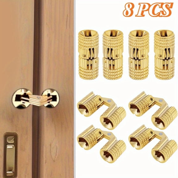 8-Piece 8mm Brass Barrel Hinges - 180-Degree Concealed Hidden Hinges for Jewelry Boxes