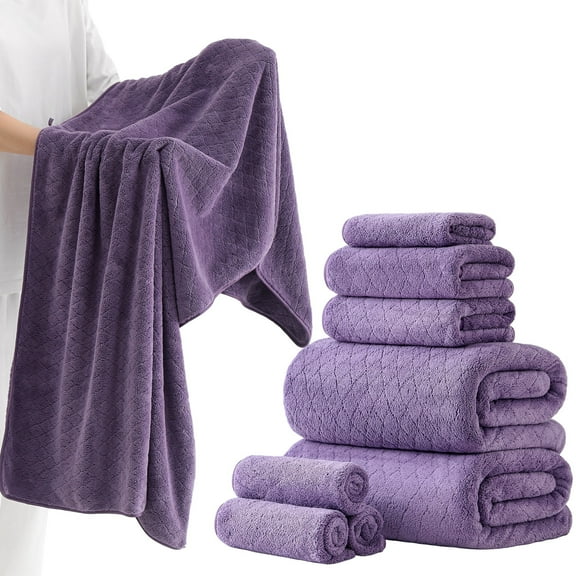 Kebury 8 Piece Bath Towel Set, 2 Oversize Bath Towels, 2 Hand Towels, 4 Washclothes, Ultra Soft Towel Quick Dry Highly Absorbent Shower Bathroom Towels Hotel Towels Set Collection (Dark Purple)