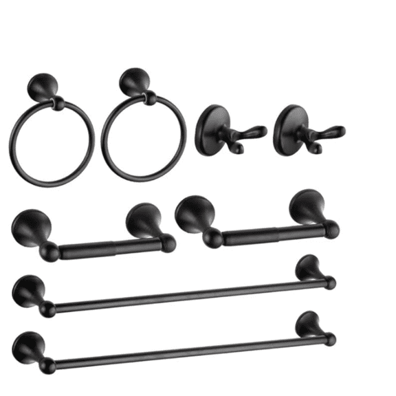 8 Piece Bathroom Accessory Set(Adjustable Towel Bar, Towel Ring, Toilet Paper Holder,Towel Robe Hook), Wall Mounted Bathroom Hardware Accessories Set,Oil Rubbed Bronze