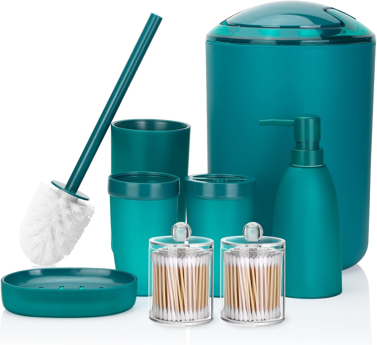 8 Piece Bathroom Accessory Set, Includes Trash Can, Soap Dispenser