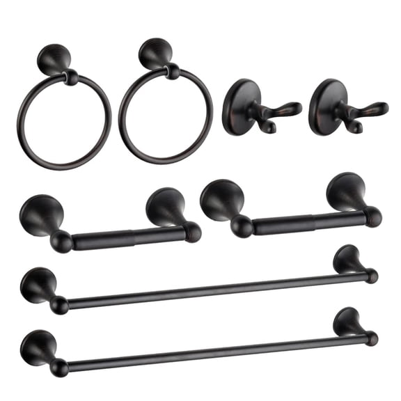 8 Piece Bathroom Accessory Set(adjustable Towel Bar Ring Toilet Paper Holder Robe Hook) Wall Mounted Hardware Accessories Set Oil Rubbed Bronze