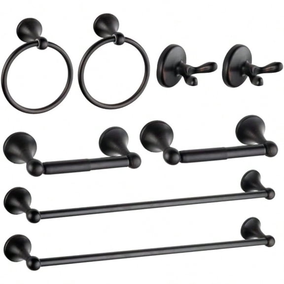 8 Piece Bathroom Accory Set Adjustable Towel Bar Towel Ring Toilet Paper Holder Towel Robe Hook Wall Mounted Bathroom Hardware Accories Set Oil Rubbed Bronze