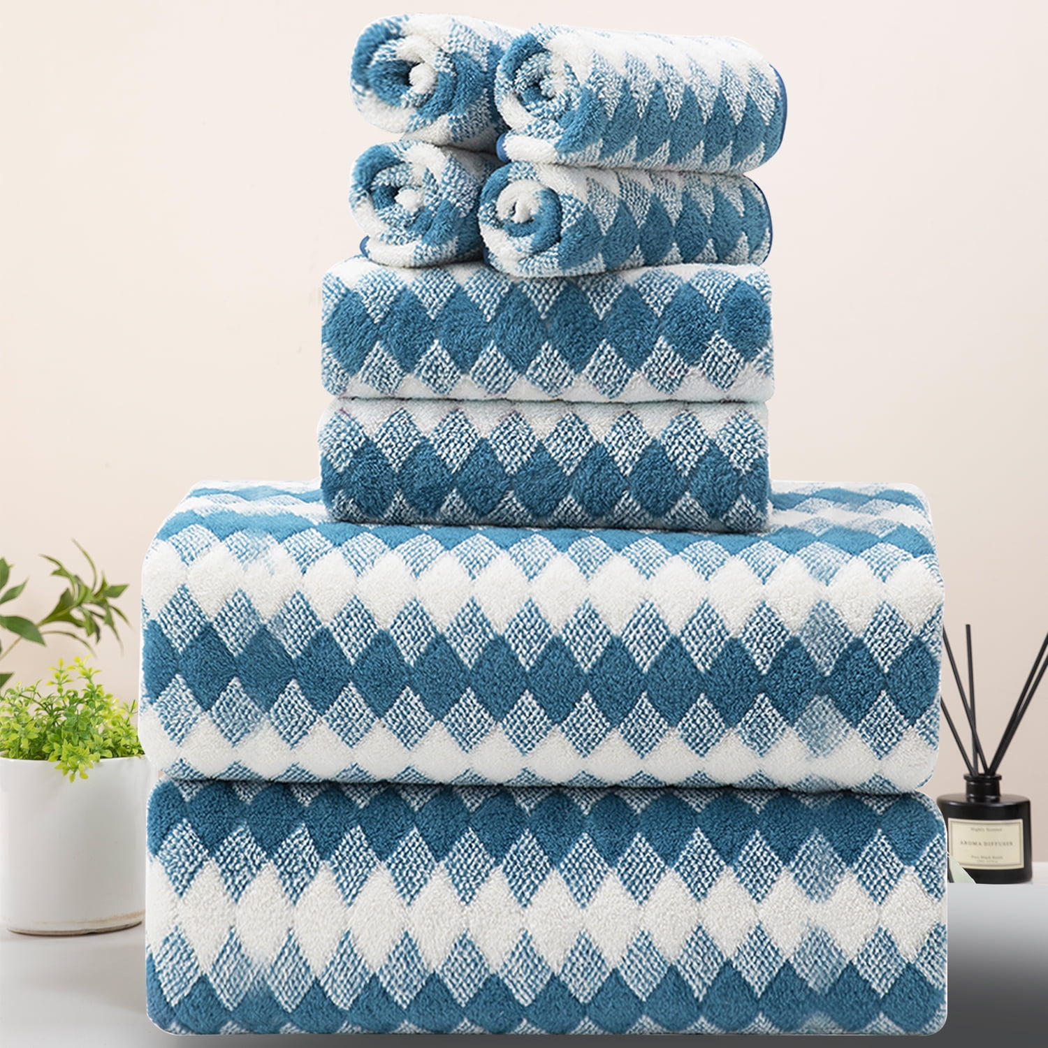 8 Piece Bathroom Towel Set |2 Oversized Large Bath Towels Sheet,2 Hand Towels and 4 Washcloths ...